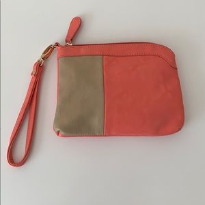 *NWOT* Coral and Beige Clutch Wallet